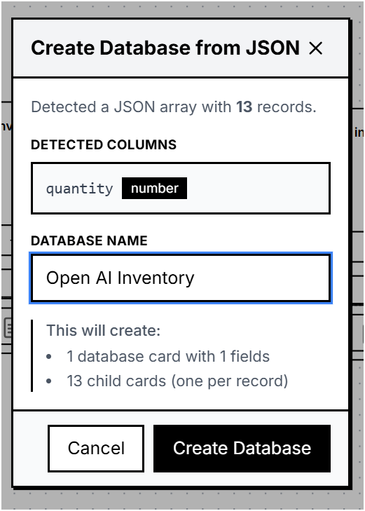 Create database from OpenAI JSON